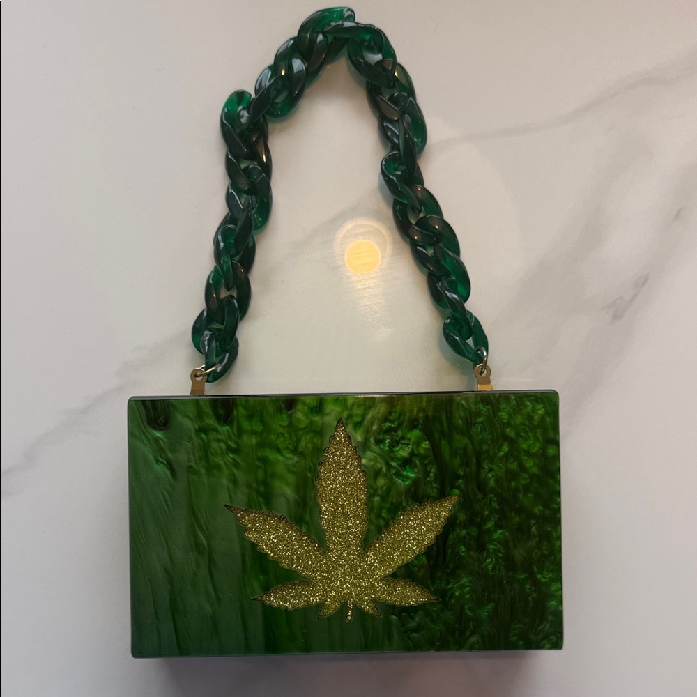 Cannabis leaf custom made purse with detachable strap - STATEMENT PEICE!